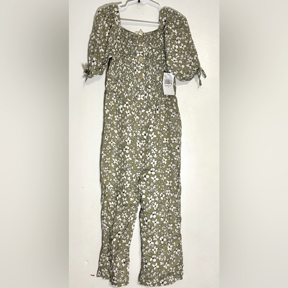 Jessica Simpson Olive Green Floral Girls Jumpsuit